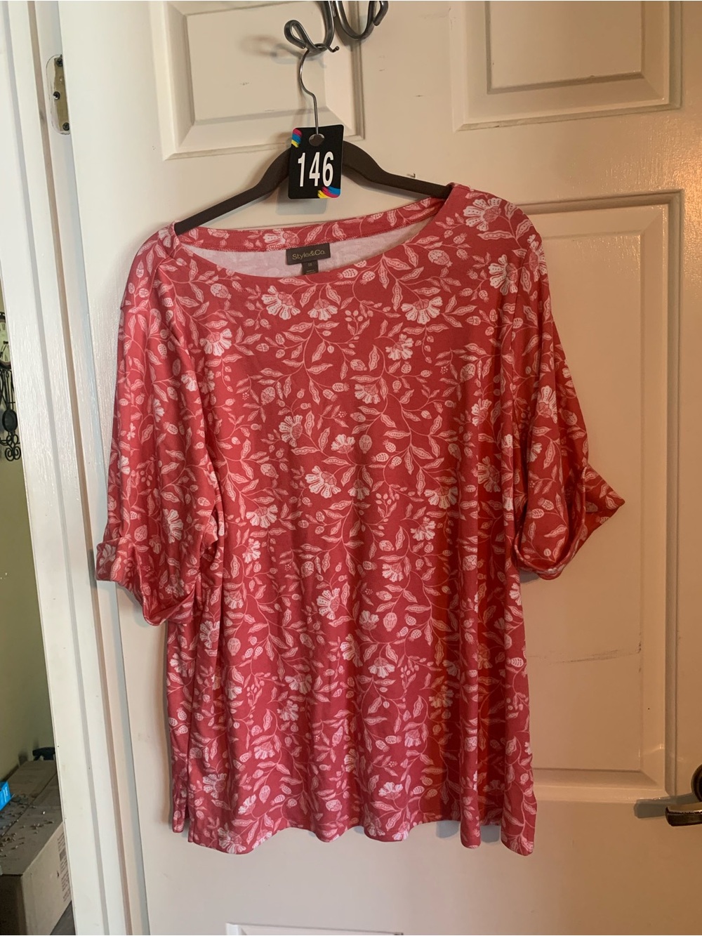 Style & Co. Coral Floral Scoop Neck Tunic